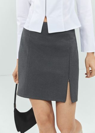 Mango + Side Zipper Mini Skirt