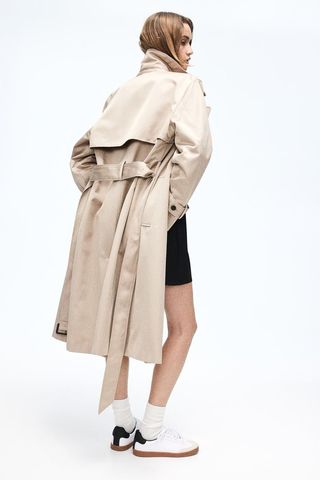 H&M + Double-Breasted Twill Trench Coat