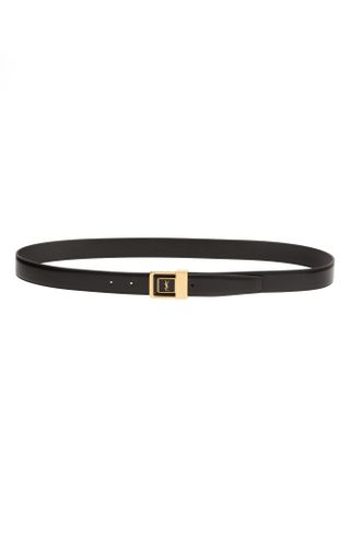 Saint Laurent + Monogram Buckle Leather Belt