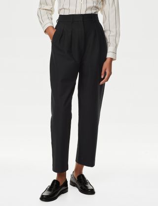 Marks & Spencer + Jersey Tapered Ankle Grazer Trousers