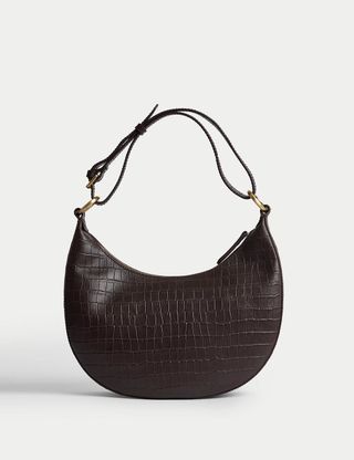 M&S Collection + Leather Croc Effect Shoulder Bag