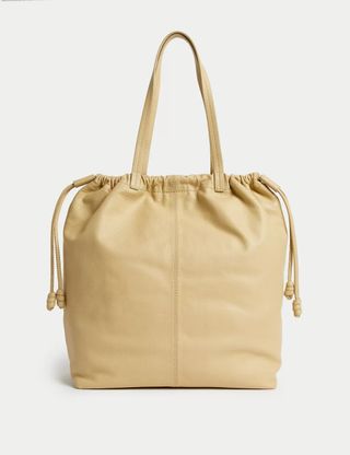 M&S Collection + Leather Drawstring Tote Bag