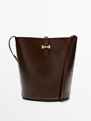 Massimo Dutti + Nappa Leather Bucket Bag with Buckle
