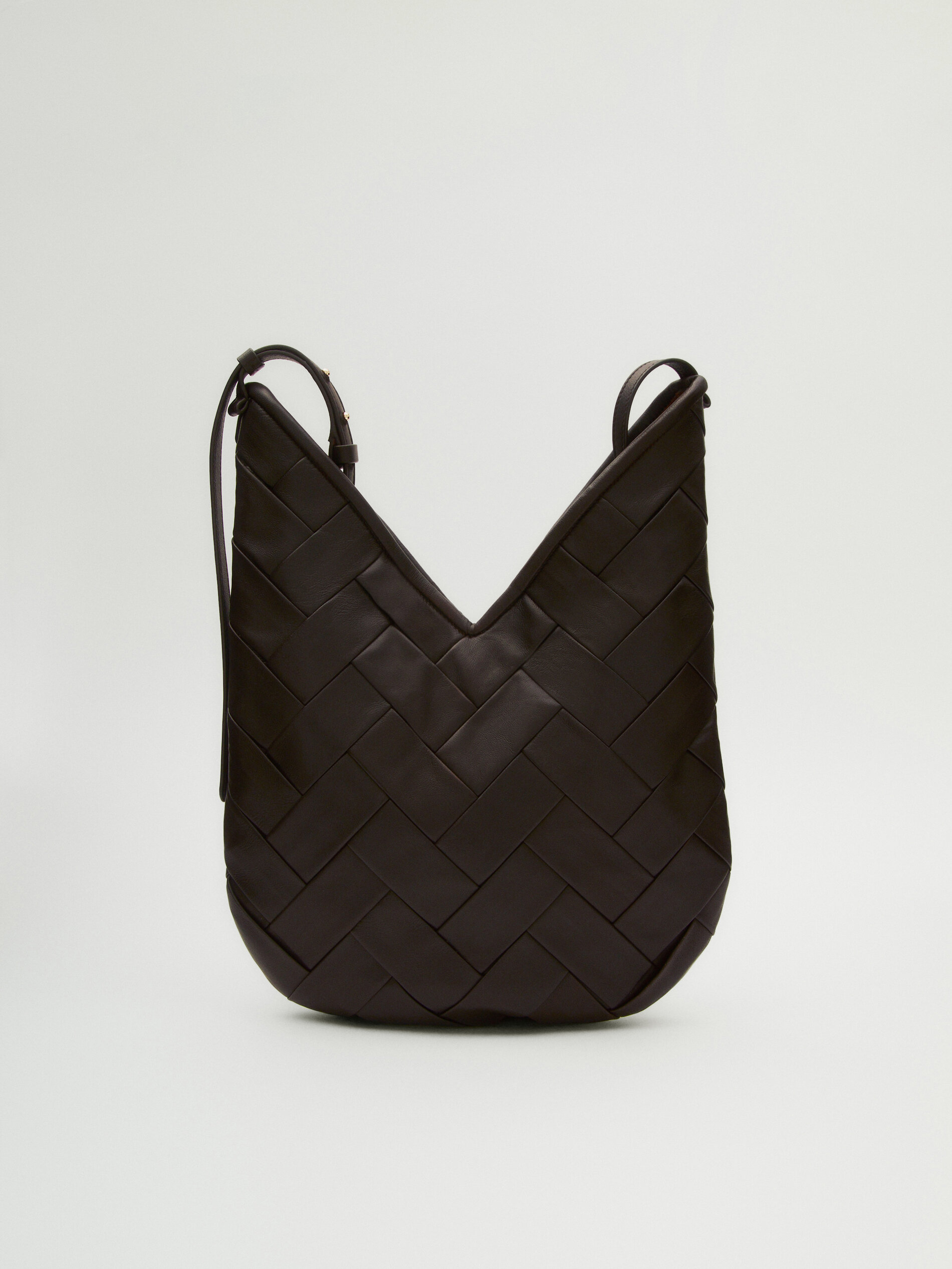 Massimo Dutti + Woven Nappa Leather-based mostly V-Formed Crossbody Glean