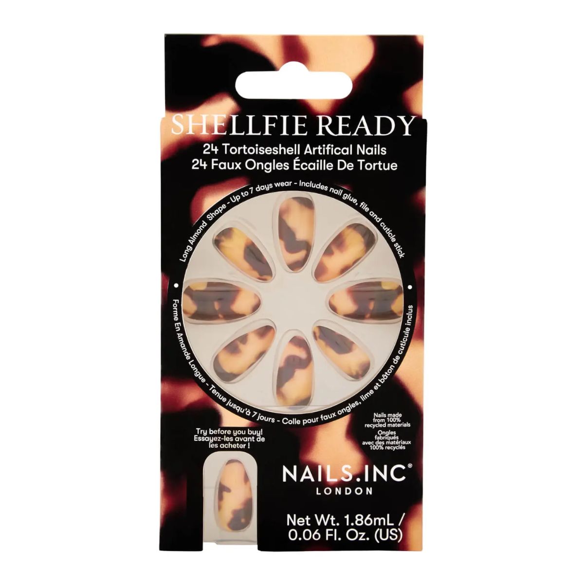 Nails. Inc + Shellfie Ready Tortoiseshell Synthetic Nails