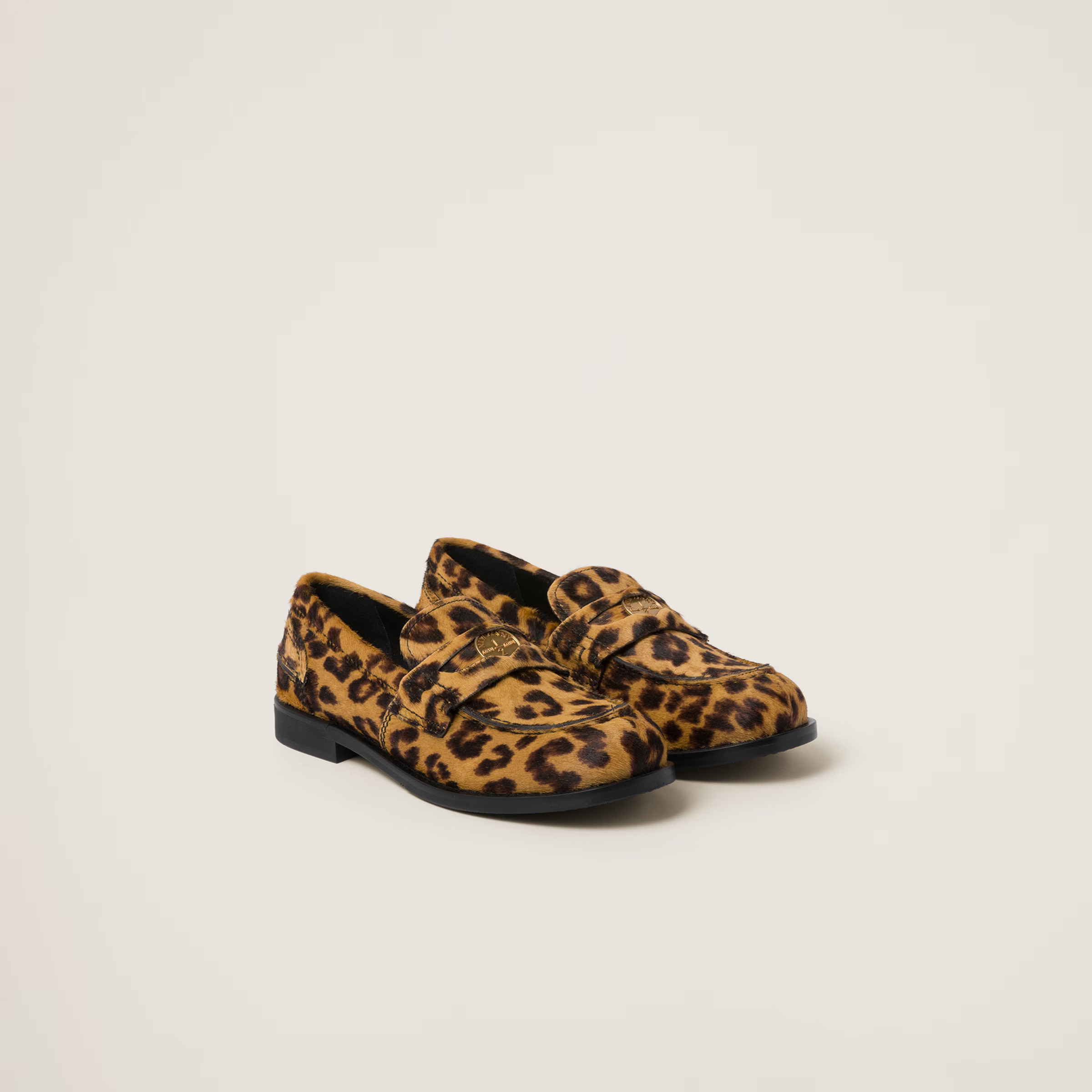 Miu Miu + Leopard-Print Calf Hair-Rep Loafers