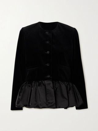 Liberowe + Cotton-Velvet and Cotton-Blend Duchesse-Satin Peplum Jacket