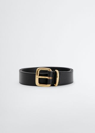 Mango + Leather Belt With Contrasting Buckle