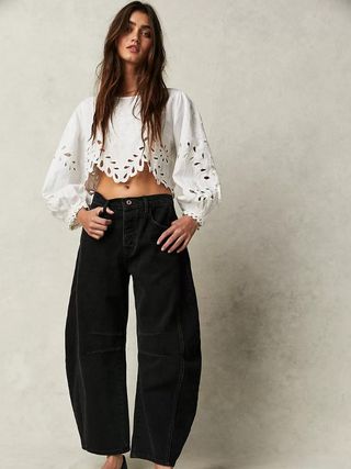 Free People + We The Free Good Luck Mid-Rise Barrel Jeans