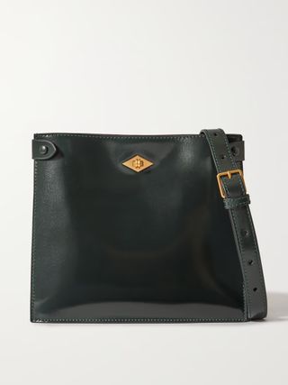 Métier + Stowaway Glossed-Leather Shoulder Bag