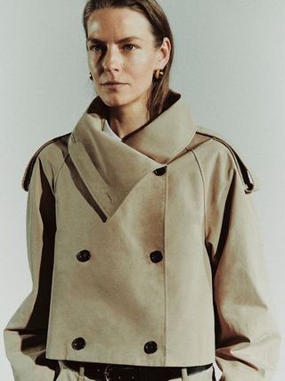 Jigsaw + Cropped Cotton Trench Jacket