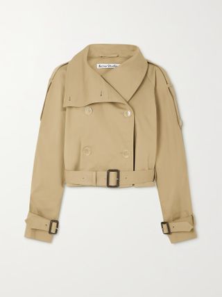 Acne Studios + Beige Double-Breasted Trench Jacket
