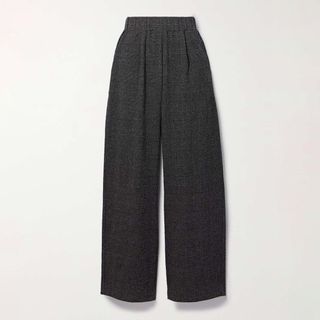 Leset + Austyn Pleated Prince of Wales Checked Alpaca-Blend Wide-Leg Pants