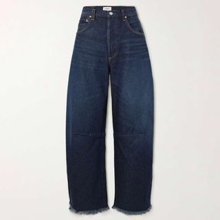Citizens of Humanity + Horseshoe Frayed High-Rise Wide-Leg Jeans