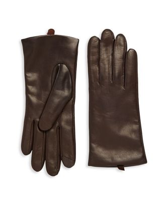 Saks Fifth Avenue + Leather Cashmere Lined Tech Gloves