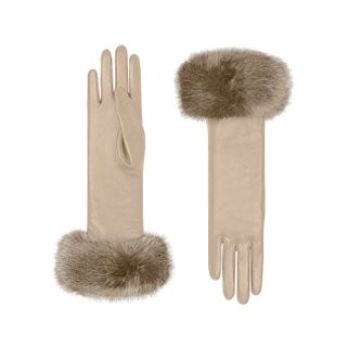 Cornelia James + Lucie Leather Glove With Faux Fur Cuff