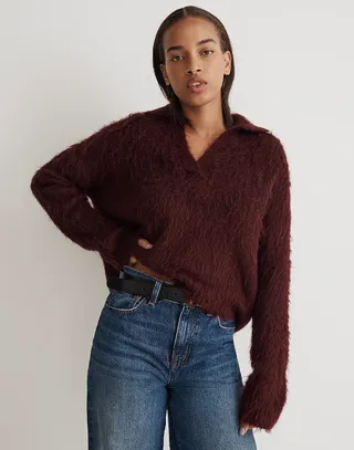 Madewell + Brushed Polo Sweater
