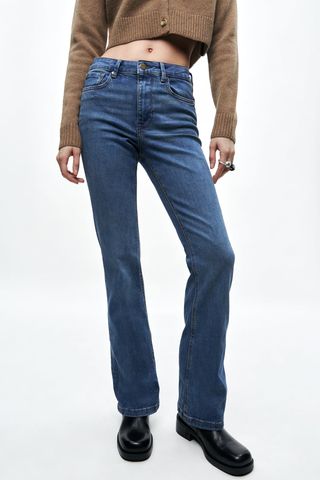 Zara + Mid-Rise Bootcut ZW Jeans