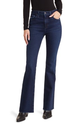 AG + Farrah Raw Hem High Waist Bootcut Jeans