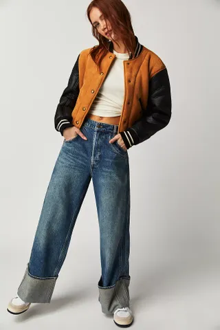 Free People + Final Countdown Cuffed Low-Rise Jeans