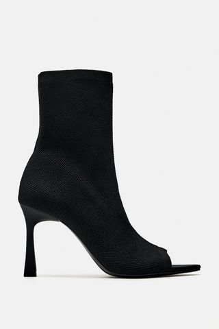 Zara + Open Toe Fabric Ankle Boots