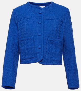 Proenza Schouler White Label + Cropped Tweed Jacket in Blue