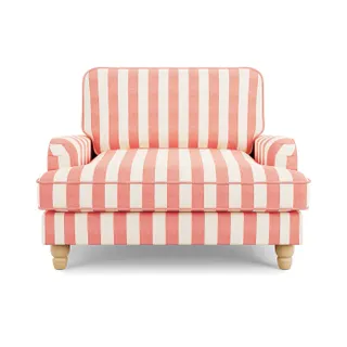 Dunelm + Beatrice Woven Stripe Snuggle Chair in Coral