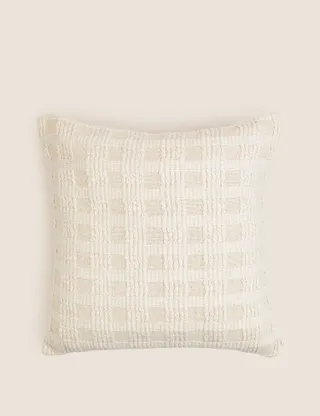 M&S Collection + Pure Cotton Checked Cushion