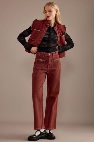 Seventy + Mochi + Mabel High-Waisted Wide-Leg Jeans in Copper