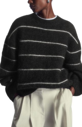 COS + Relaxed Fit Stripe Wool & Mohair Blend Sweater