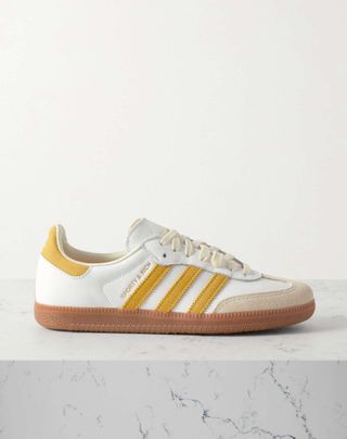 Adidas x Sporty & Rich + Samba OG Embellished Suede-Trimmed Leather Sneakers