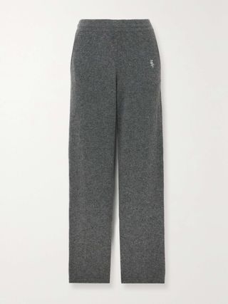 Sporty & Rich + Embroidered Cashmere Track Pants