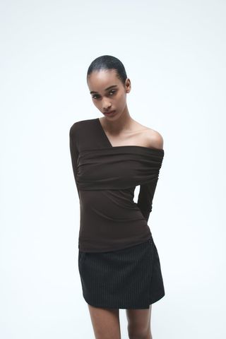 Zara + Exposed Shoulder Top