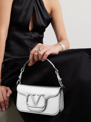 Valentino Garavani + Locò Small Metallic Leather Shoulder Bag
