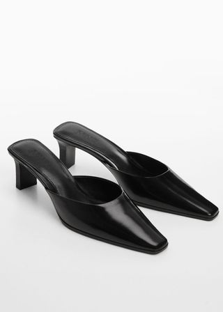 Mango + Pointed-Toe Leather Slingback Shoes
