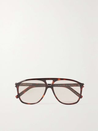 Saint Laurent Eyewear + Dune Aviator-Style Tortoiseshell Acetate Sunglasses