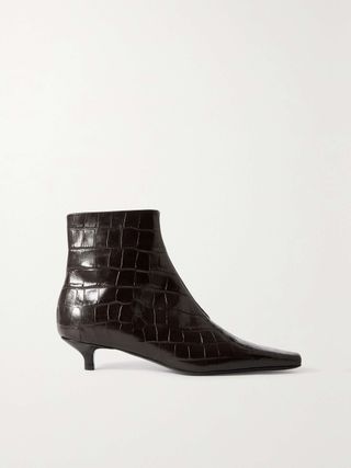 Toteme + Slim Croc-Effect Leather Ankle Boots