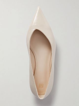 Toteme + Asymmetric Ballerina Leather Point-Toe Flats