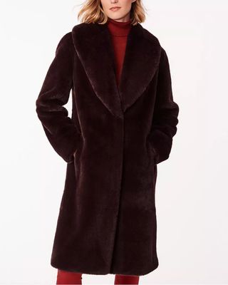 Bernardo + Shawl Collar Faux Fur Coat