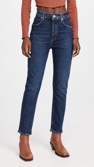 Agolde + Riley Long High Rise Straight Jeans