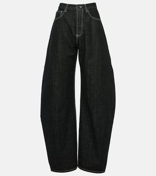 Alaïa + High-Rise Barrel-Leg Jeans