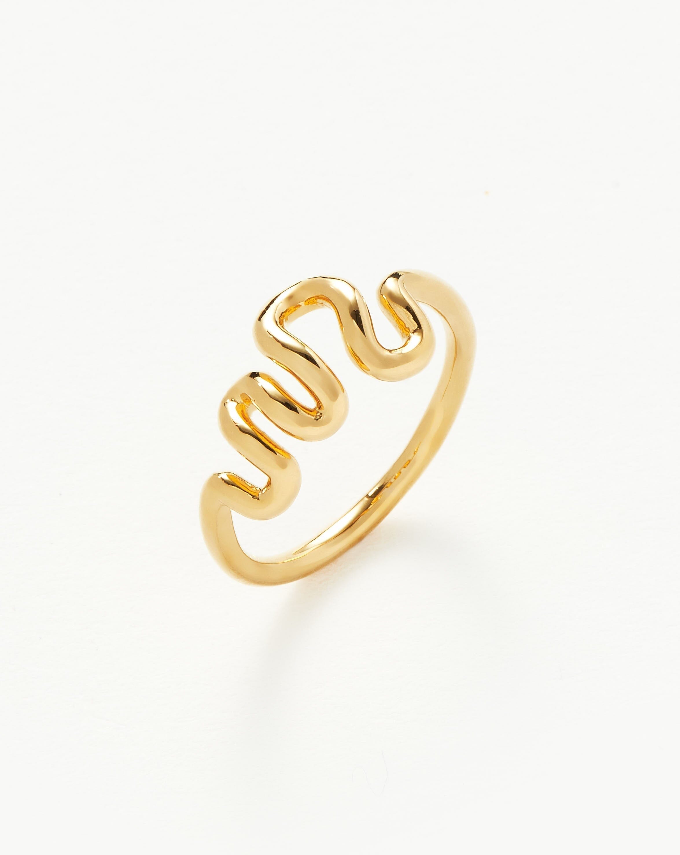 Missoma + Squiggle Wavy Stacking Ring 18ct Gold Plated Vermeil