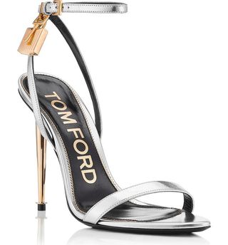Tom Ford + Padlock Naked Metallic Pointy Toe Sandal