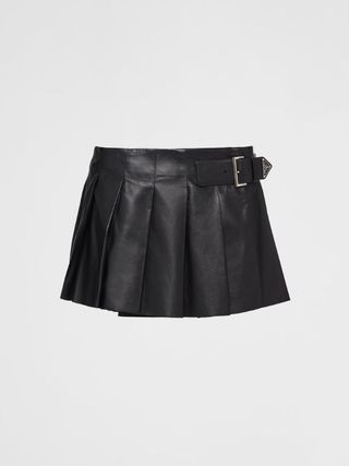 Prada + Pleated Leather Skirt