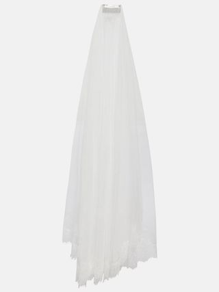 Nensi Dojaka + Bridal Lace-Trimmed Tulle Veil