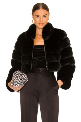 Adrienne Landau + Faux Fox Fur Jacket