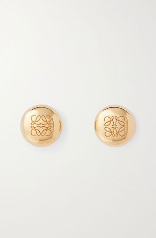 Loewe + Anagram Pebble Gold-Plated Earrings