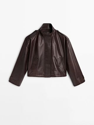 Massimo Dutti + Nappa Leather Jacket with Adjustable Hem