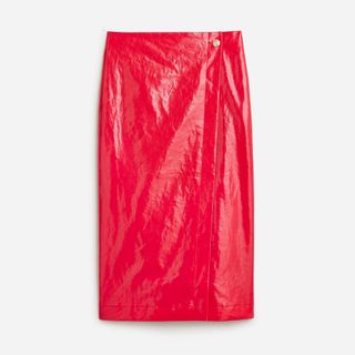 J.Crew + Collection Wrap Skirt in Laminated Linen