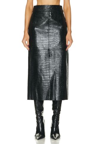 Helmut Lang + Leather Midi Skirt